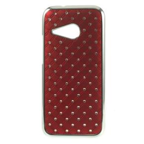 Твърд гръб с камъни за HTC One Mini 2 / HTC ONE MINI M8 червен